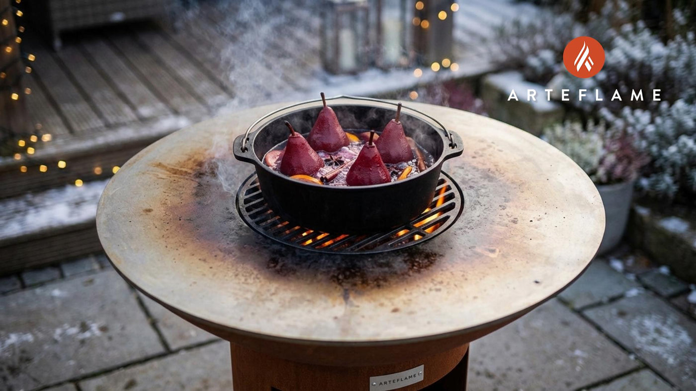 Grilled German Mulled Wine Poached Pears: A Festive Glühwein Dessert