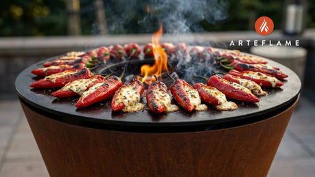 Grilled Albanian Hot Red Peppers Stuffed with Cheese Recipe