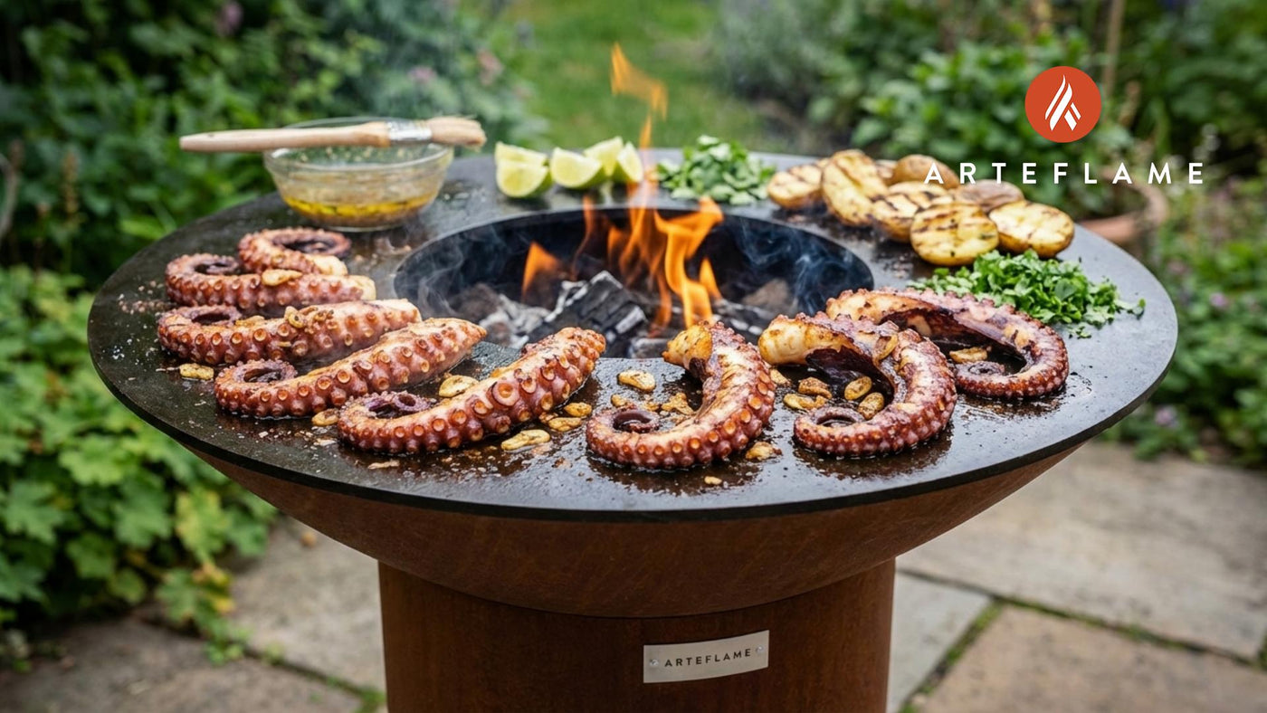 Authentic Mexican Grilled Octopus (Pulpo al Mojo de Ajo) on the Arteflame