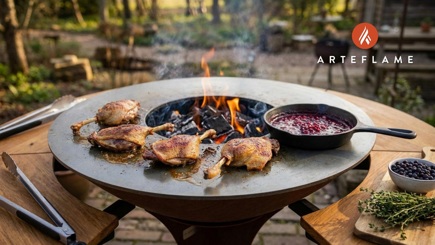 Swedish Charcoal Grilled Duck Legs with Lingonberry Sauce