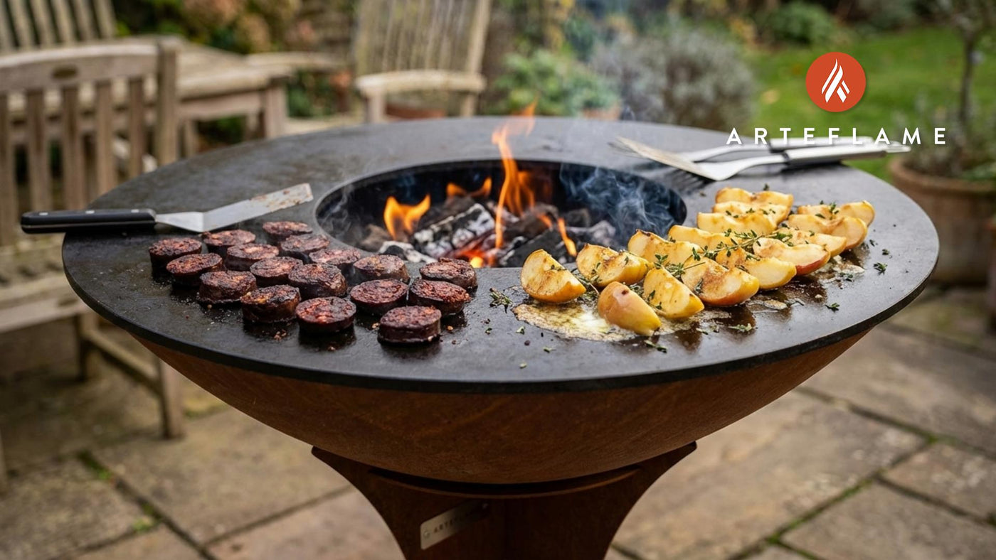 Savory British Grilled Blood Sausage with Caramelized Apples