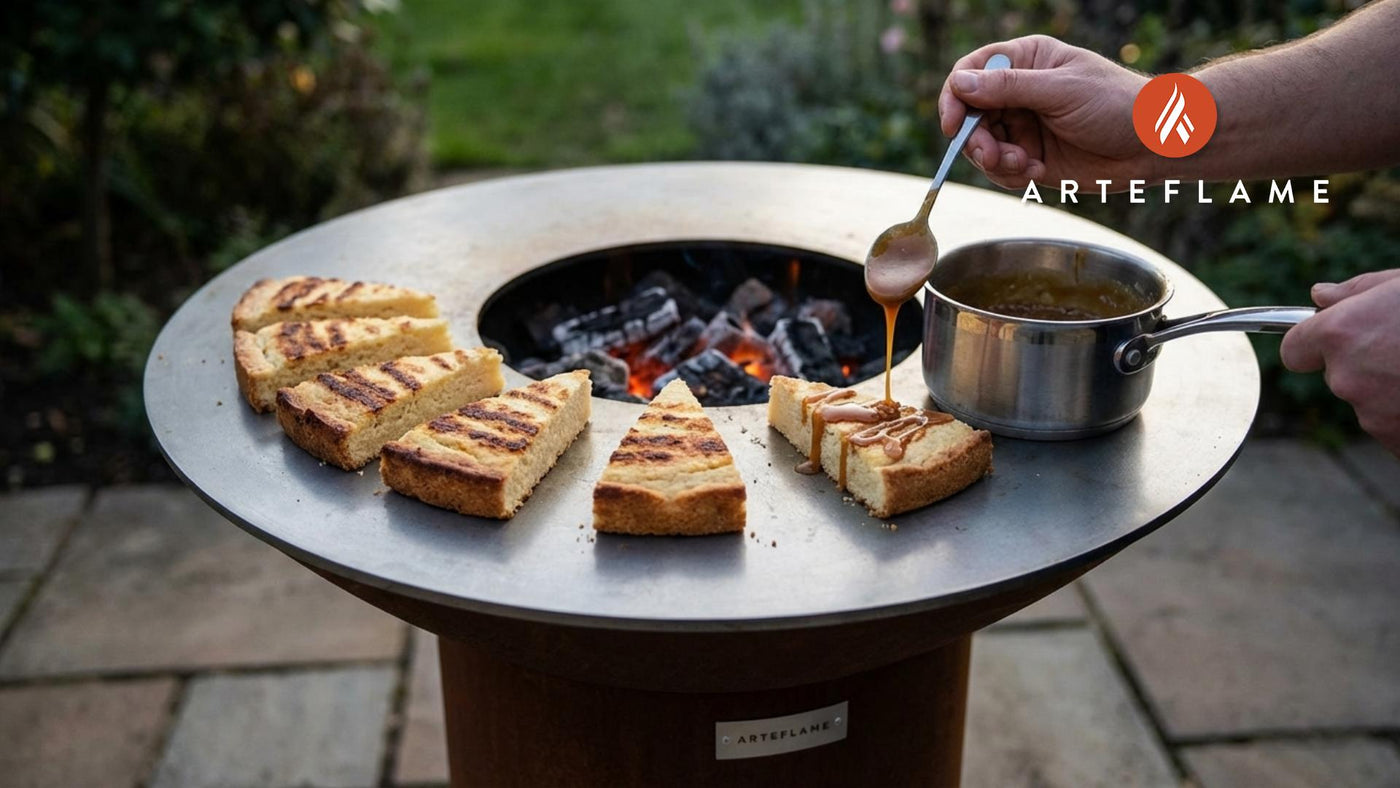 Grilled Scottish Shortbread with Salted Caramel Drizzle
