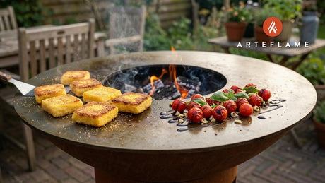 Crispy North Carolina Grits Cakes with Charred Tomatoes