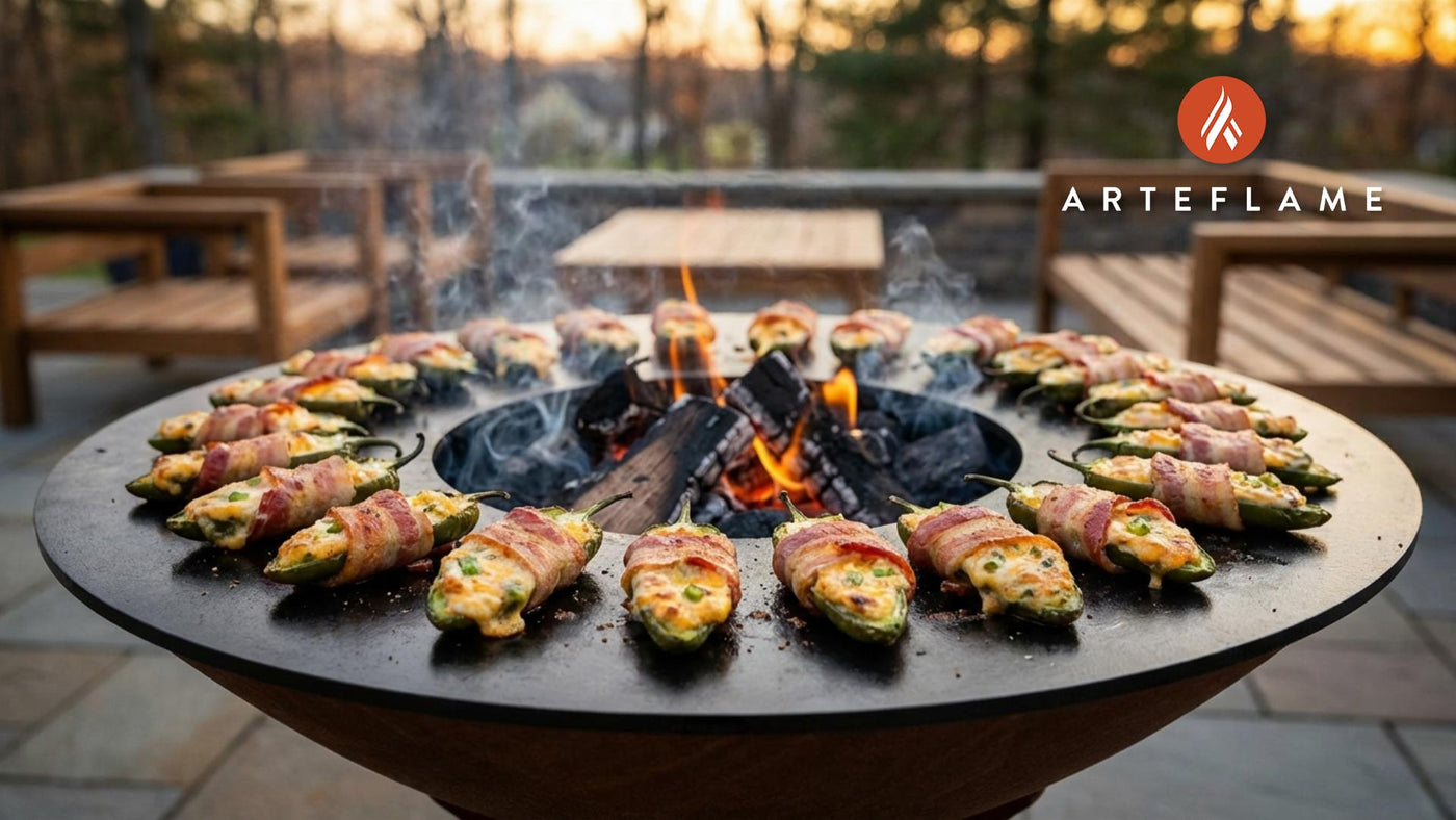 Smoked Vermont Cheddar & Bacon Jalapeño Poppers on the Arteflame