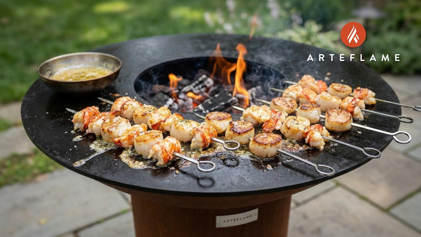 Grilled Lobster and Scallop Skewers with Garlic Butter