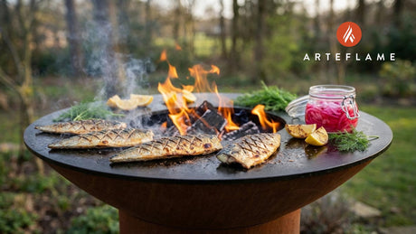 Fire-Grilled Norwegian Mackerel with Tangy Pickled Onions