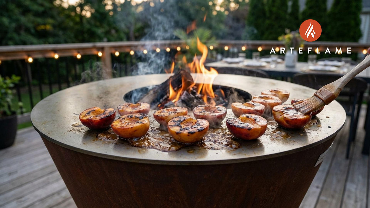 Grilled Vermont Maple Bourbon Peaches with Ice Cream
