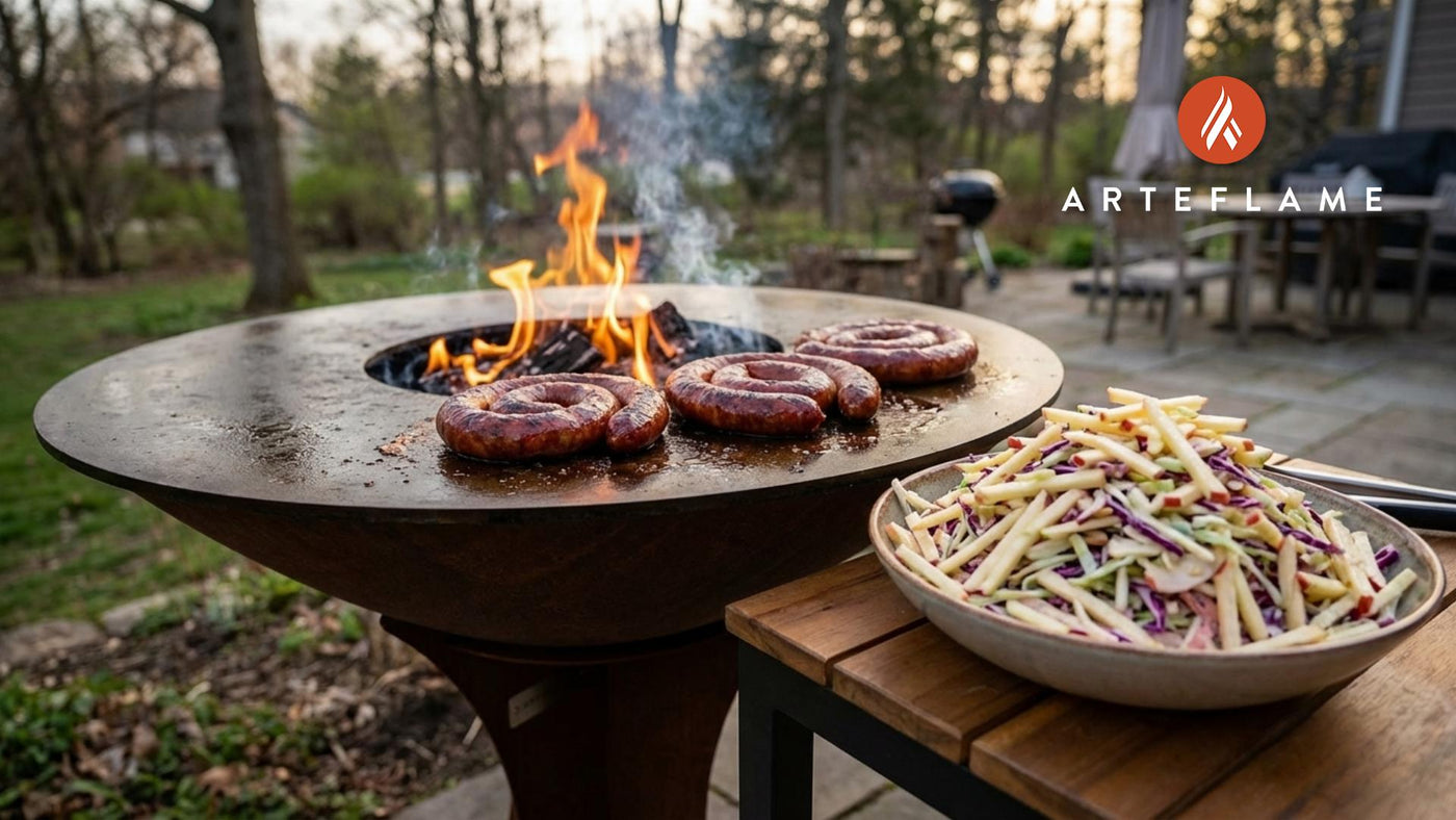 Smoky Grilled Kielbasa with Crunchy Michigan Apple Slaw