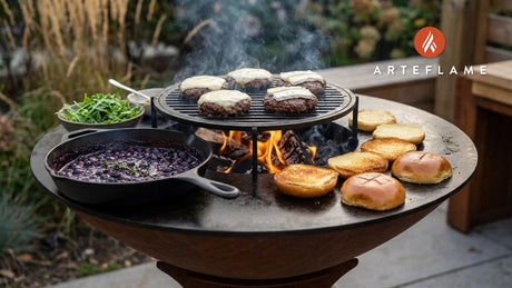 Grilled Canadian Bison Burgers with Savory Blueberry Compote