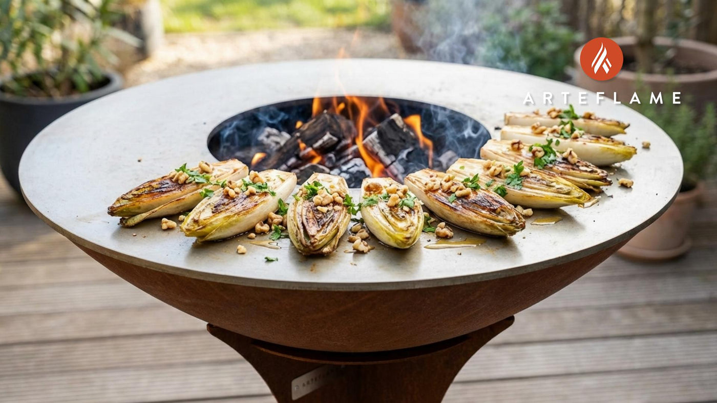 Smoky Charred Belgian Endives with Honey and Walnuts on the Arteflame