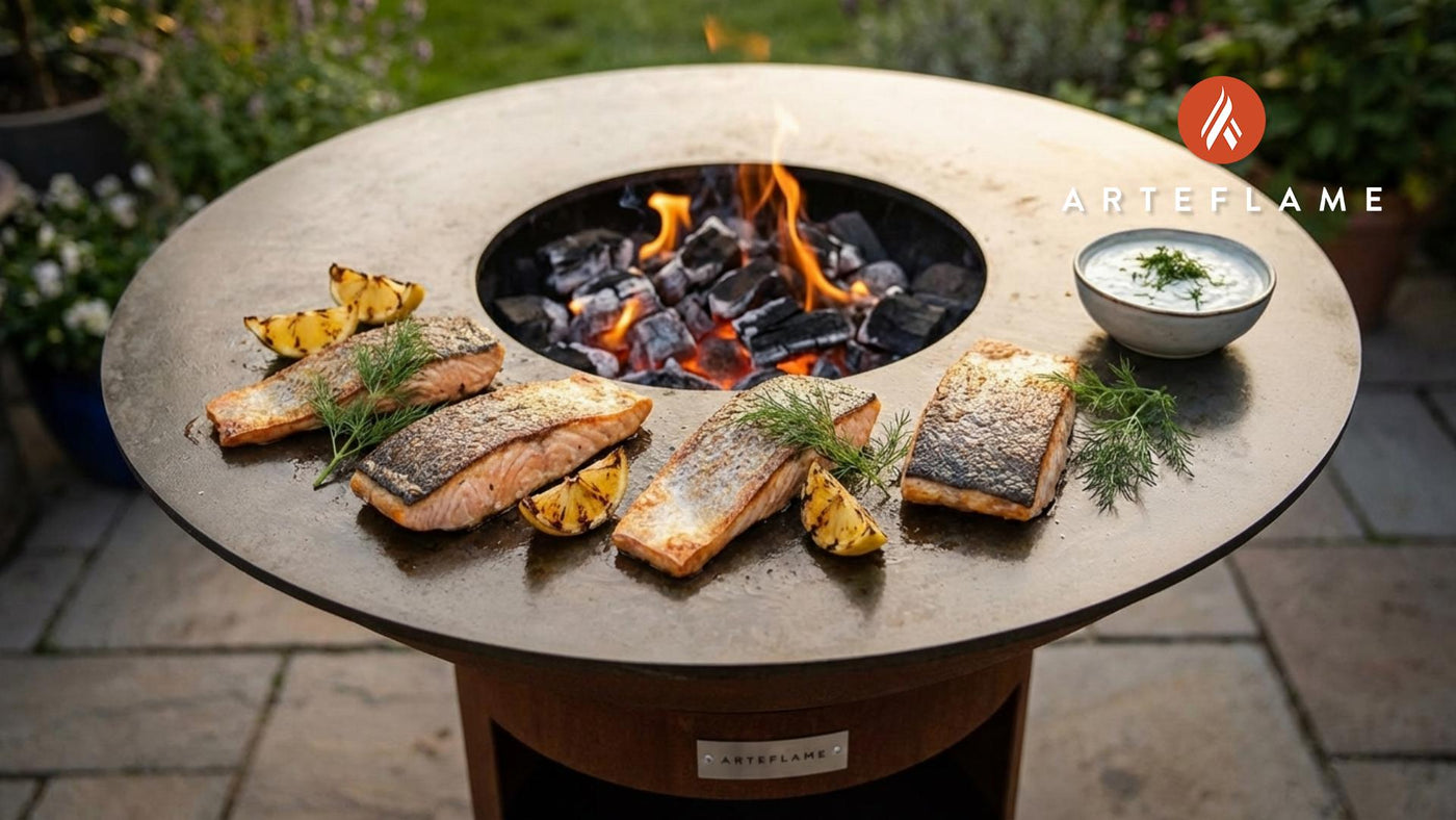 Grilled Swedish Arctic Char with Zesty Horseradish Cream