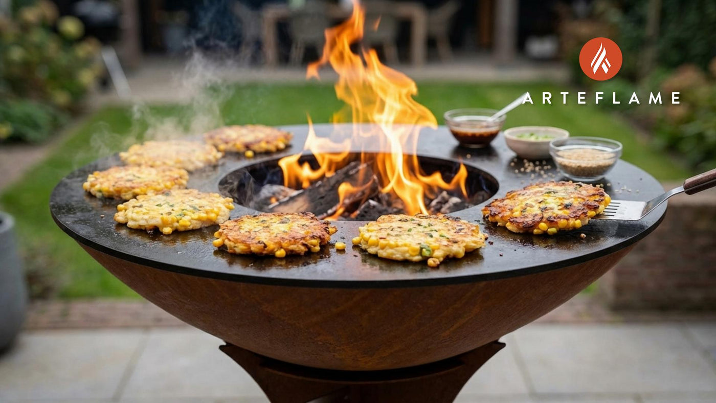 Korean BBQ Spicy-Sweet Corn Pancakes on the Arteflame Grill