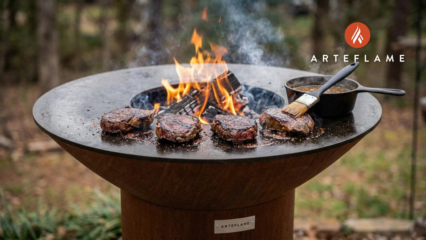 North Carolina Pit-Cooked Venison Steaks on the Arteflame