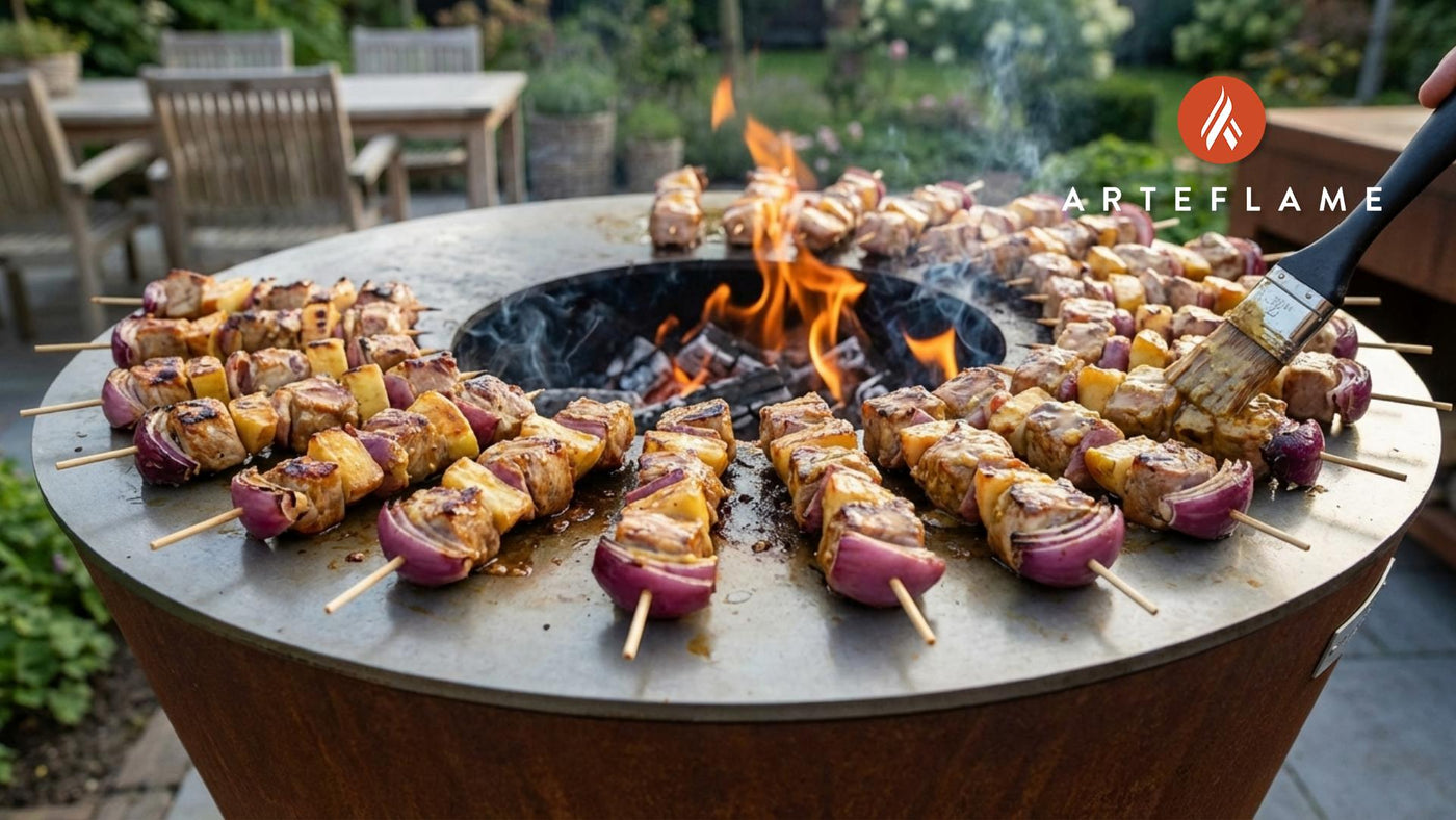 Grilled Swedish Pork & Apple Skewers with Sweet Mustard Glaze