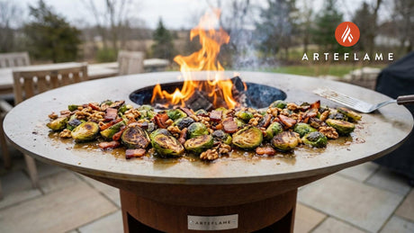 Smoky Canadian Charred Brussels Sprouts with Bacon & Maple Glaze