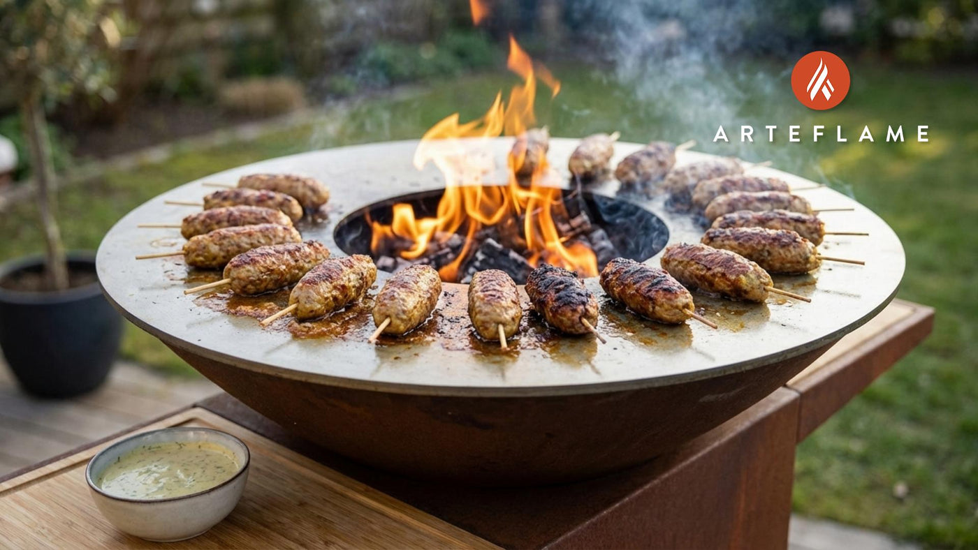 Grilled Swedish Meat Skewers with Zesty Mustard Sauce