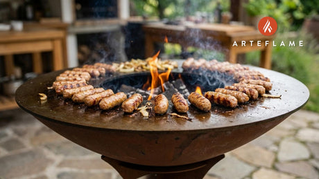 Authentic Grilled Albanian Korça Sausage (Kernacka) on the Arteflame