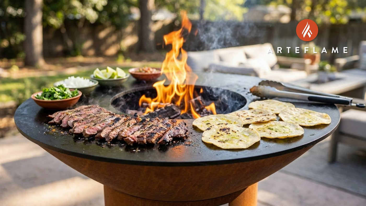 Grilled Carne Asada with Lime Tortillas on the Arteflame Grill