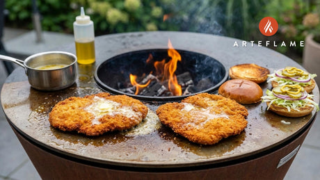 Crispy Iowa Pork Schnitzel Sandwich on the Arteflame Grill