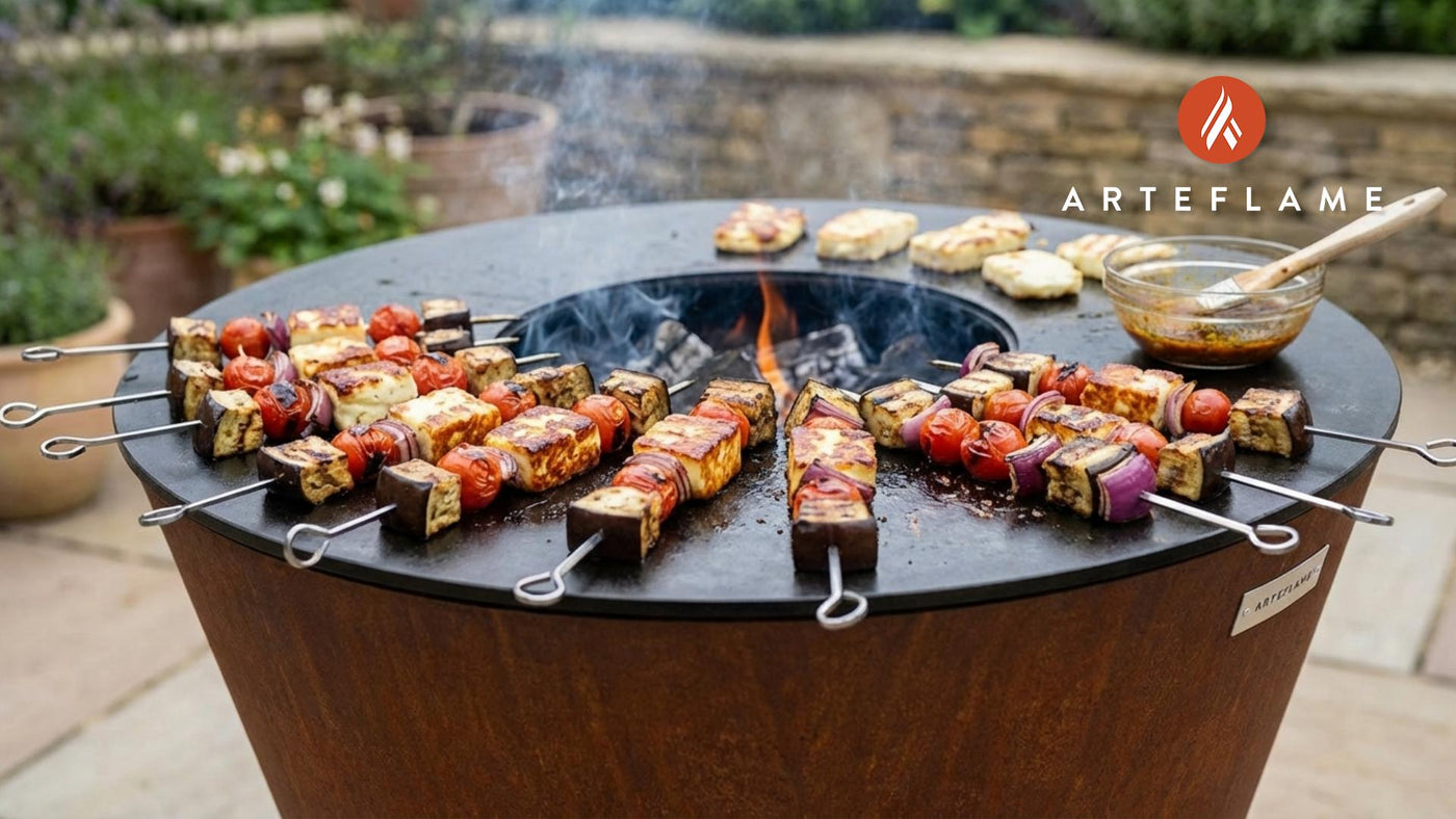 Smoky Greek Grilled Eggplant and Halloumi Skewers Recipe