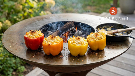 Smoky Kansas BBQ Mac & Cheese Stuffed Peppers on the Arteflame