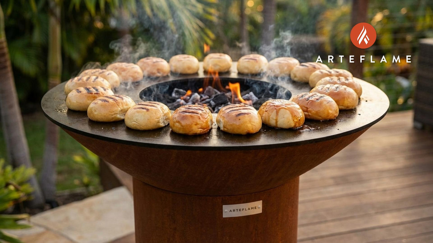 Grilled Manapua (Hawaiian Steamed Buns) with Char Siu Filling
