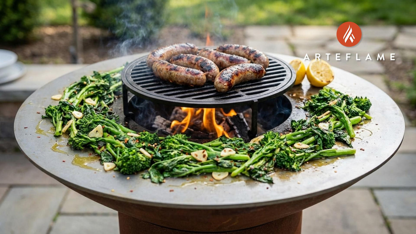 Grilled Italian Sausages with Garlicky Sautéed Bitter Greens
