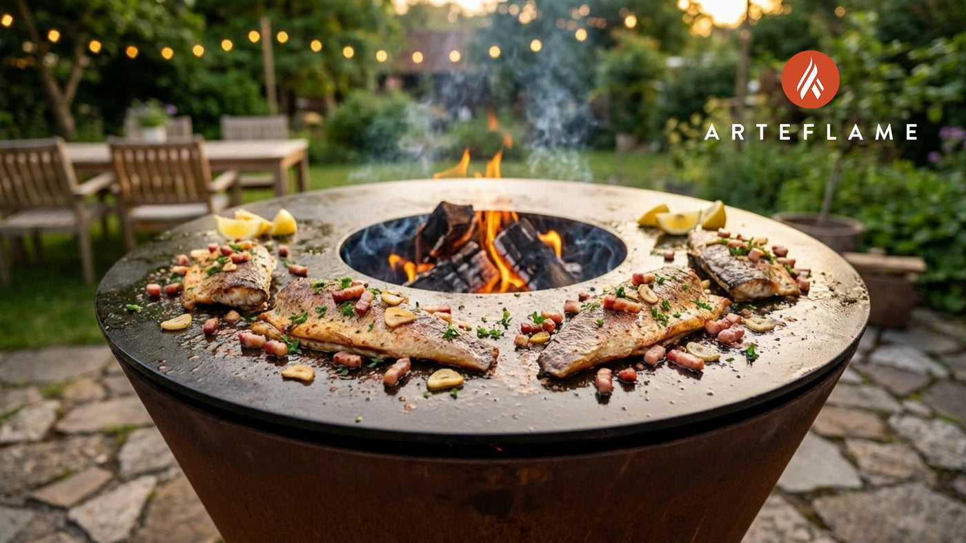 Wood-Fired Portuguese Smoked Trout Fillets with Crispy Bacon