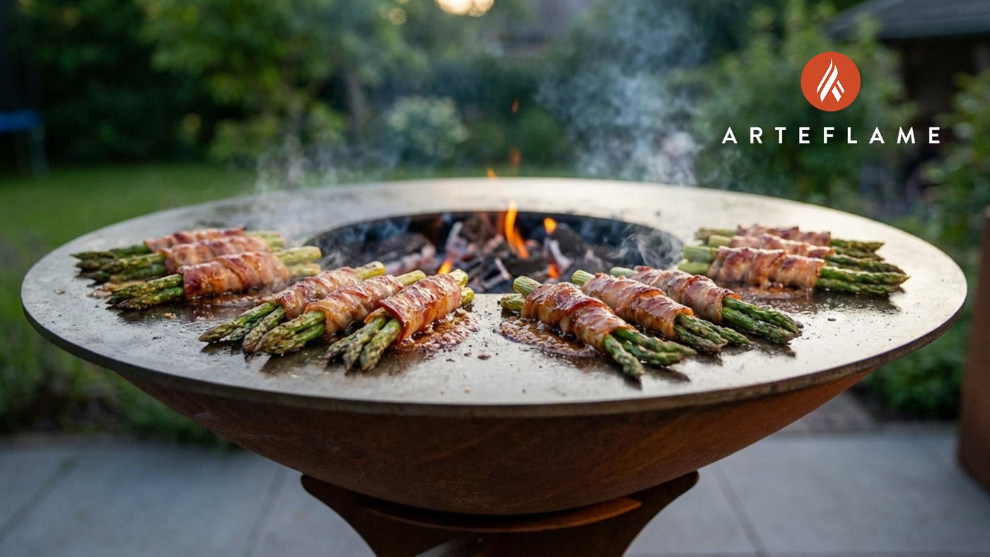 Smoky Arkansas Hot Springs Bacon Wrapped Asparagus on the Arteflame