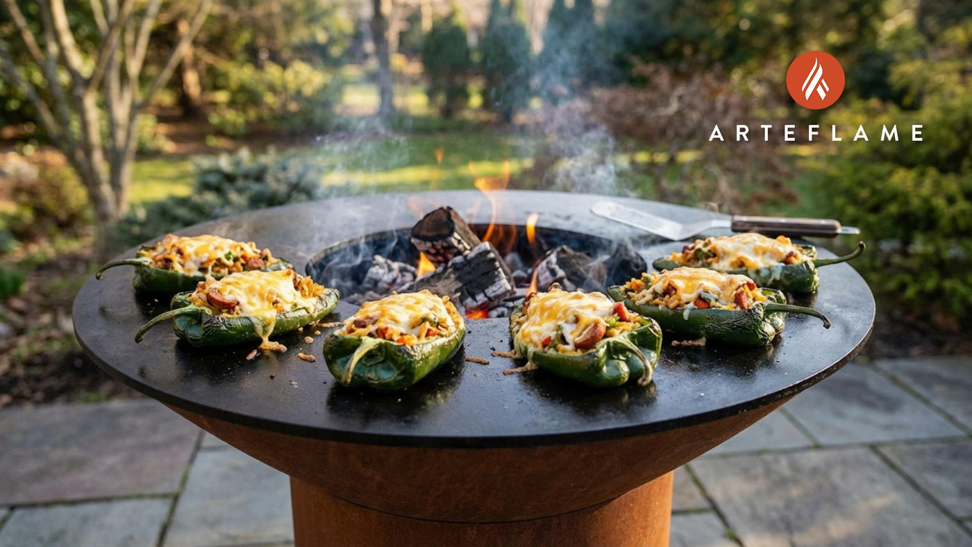 Smoky Grilled Andouille & Rice Stuffed Poblanos Recipe