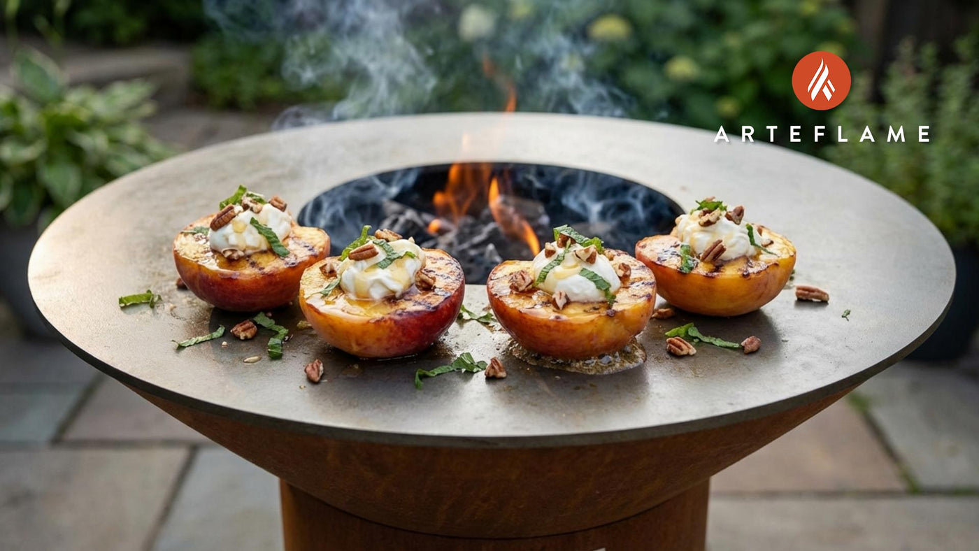 Sweet & Smoky Grilled Peaches with Honey Mascarpone