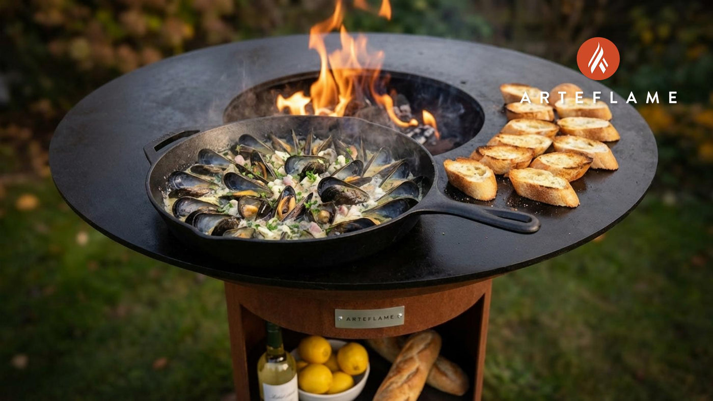 Classic French Grilled Mussels with White Wine and Shallots