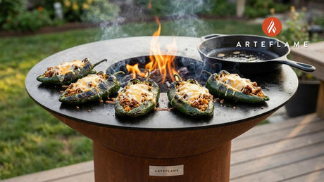 Grilled Chiles Rellenos with Cheese and Meat on the Arteflame Grill