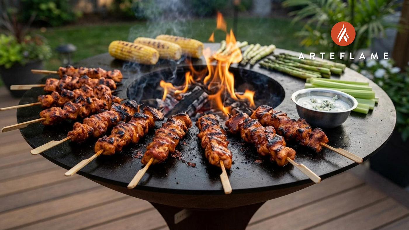 Smoky Colorado Buffalo Chicken Skewers with Spicy Blue Cheese Dip