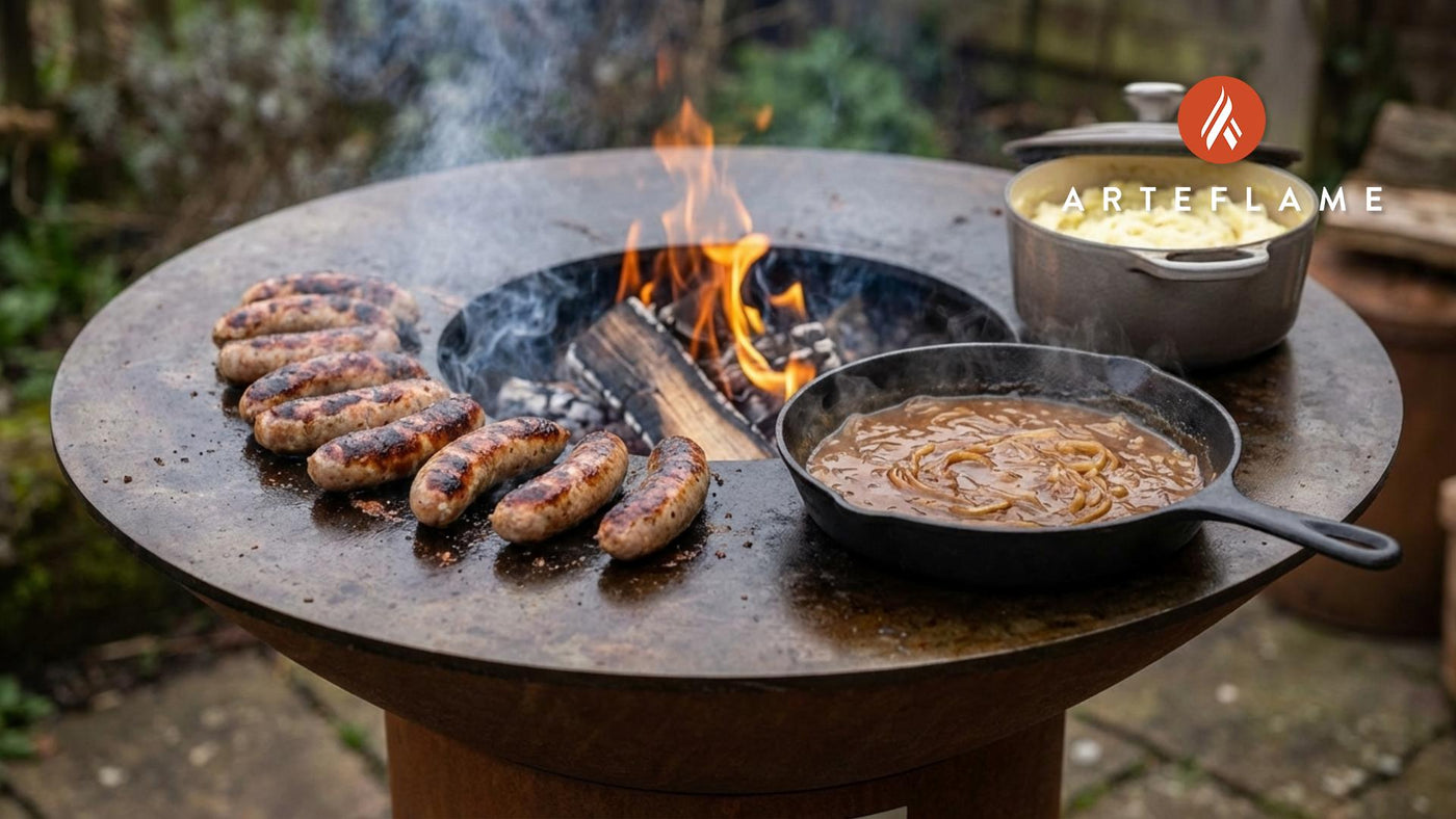 Smoky BBQ British Bangers and Mash: A Comfort Food Classic on the Arteflame