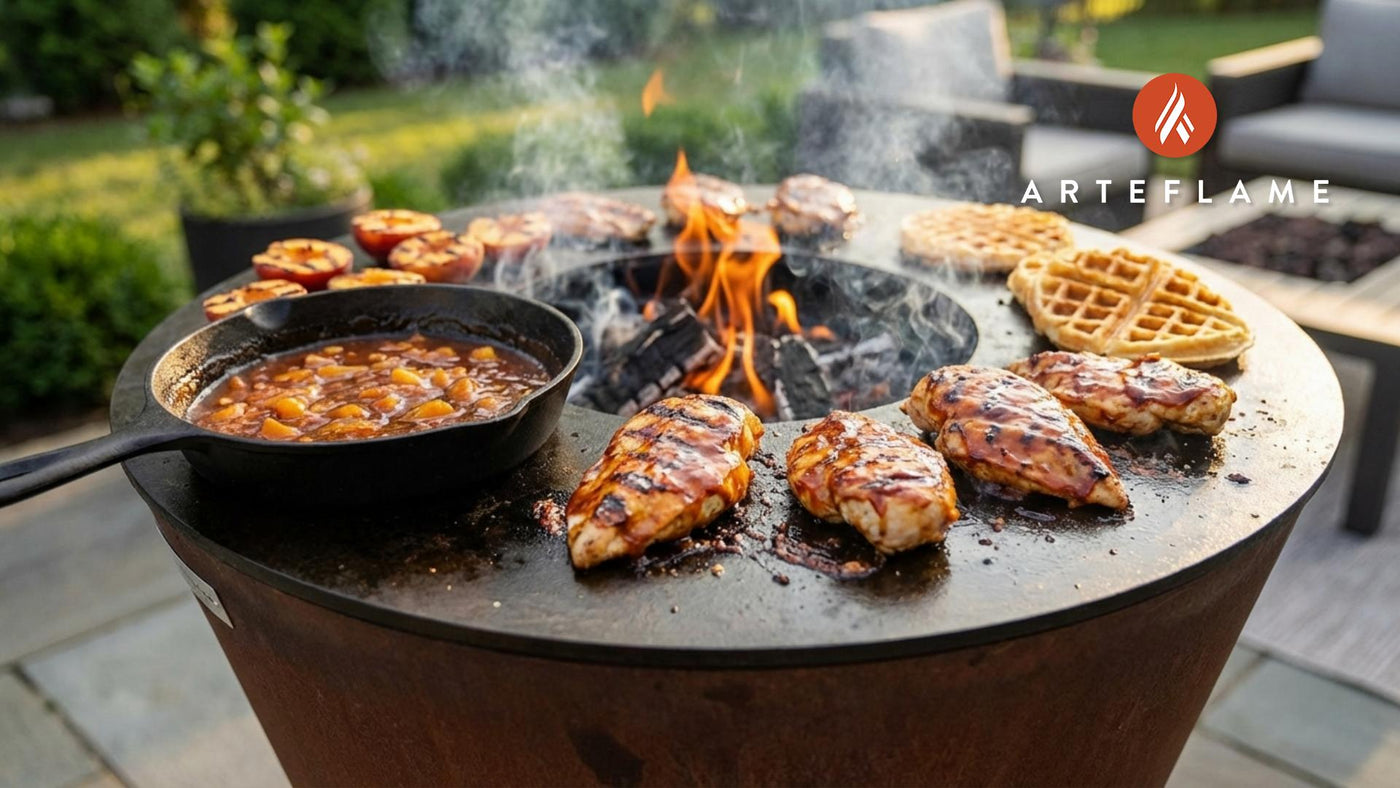 Grilled Georgia BBQ Chicken & Waffles with Fresh Peach Glaze
