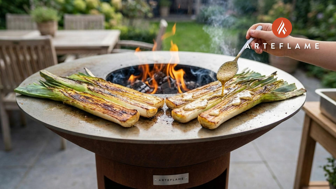 Smoky Belgian Grilled Leeks with Tangy Mustard Vinaigrette