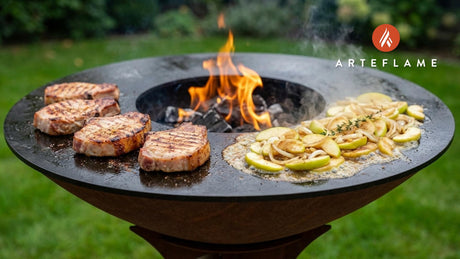 Grilled German Smoked Pork Chops (Kassler) with Warm Apple Compote