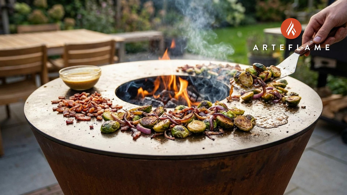 Smoky Grilled Brussels Sprouts with Bacon & Maple Glaze on the Arteflame