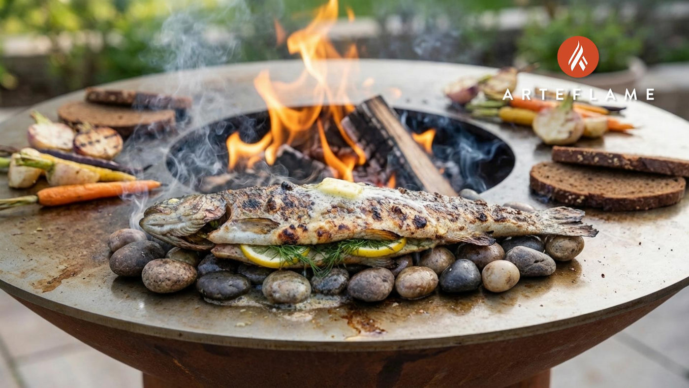 Authentic Finnish Stone-Grilled Trout (Kivikala) on the Arteflame