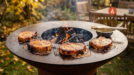 Grilled German Smoked Ham Steaks with Maple-Mustard Glaze