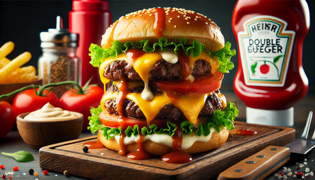 Grilled Double Cheeseburgers with Ranch Dressing and Cheese