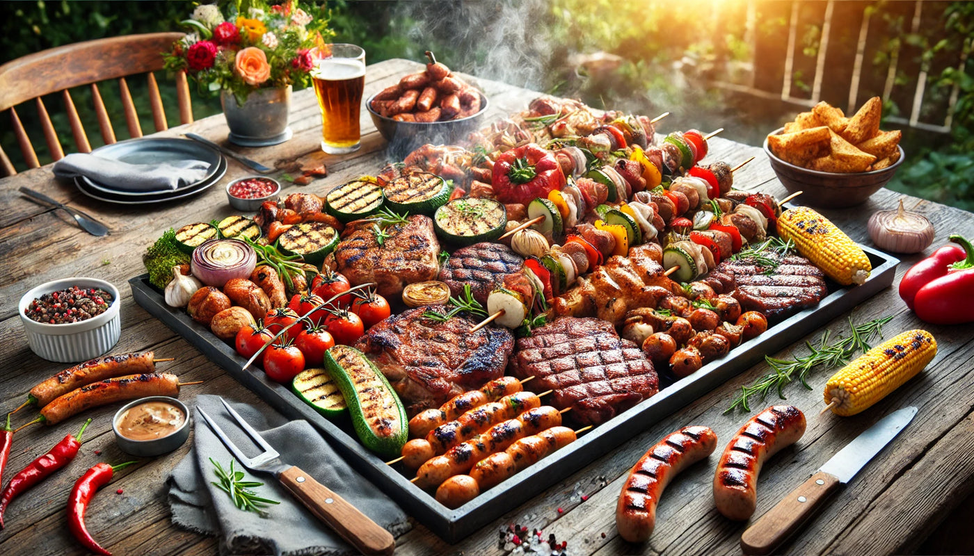 Grilling for a crowd on a small grill at a backyard party.