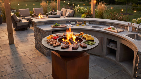 How to Set Up an Outdoor Kitchen Around a Fire Pit Grill