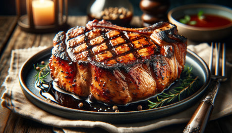 perfectly grilled pork chop after marinating