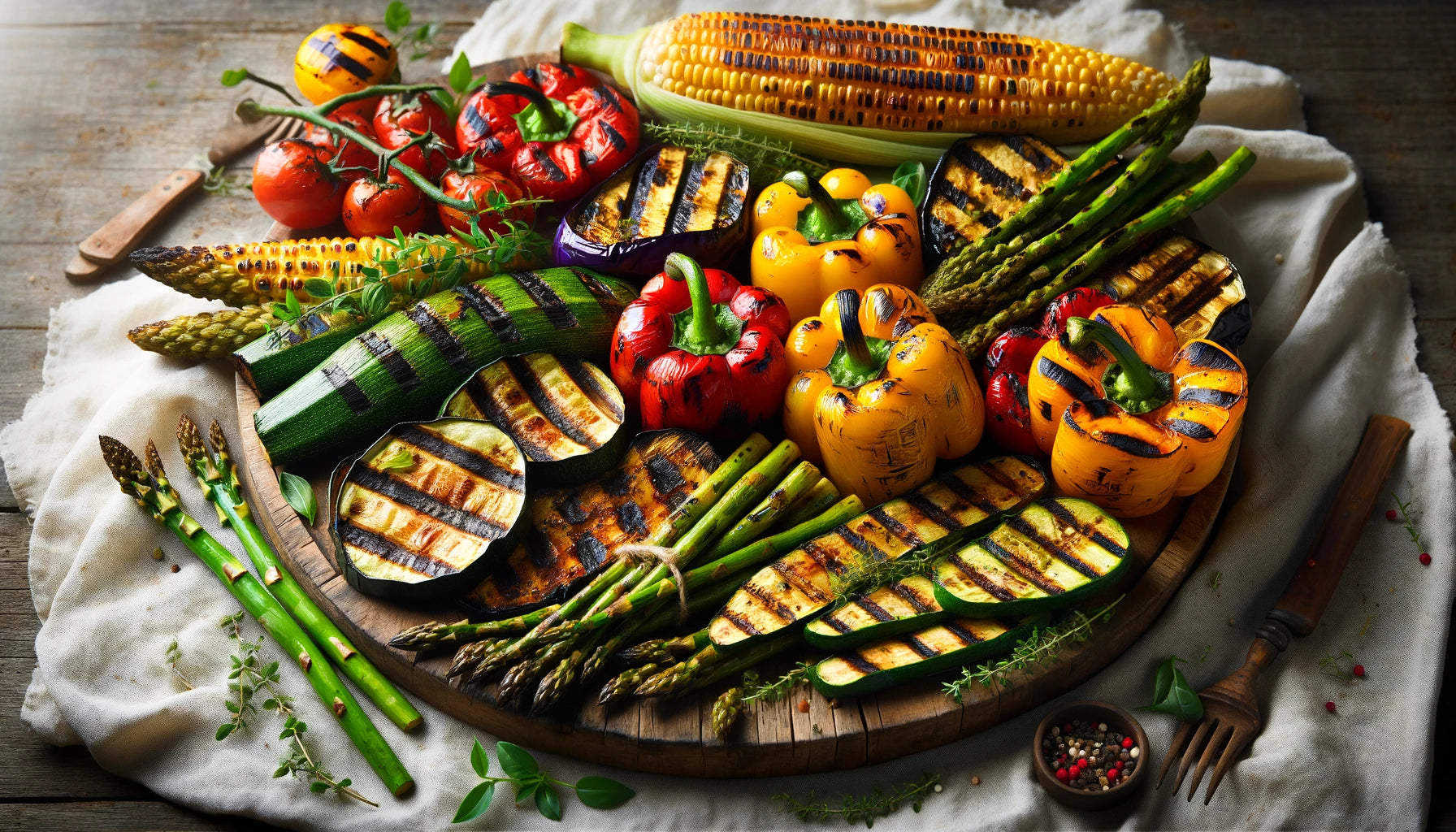 platter full of grilled vegetables