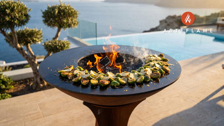 Crispy Brussels Sprouts cooking on an Arteflame grill