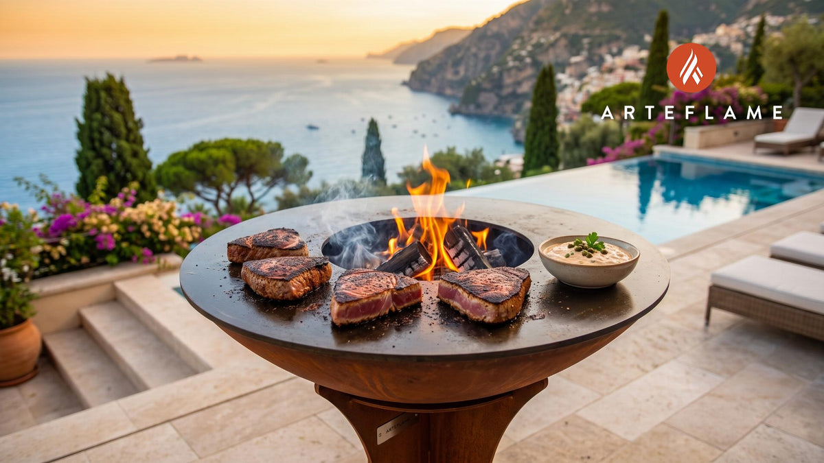 Seared Blackened Tuna with Cajun Remoulade cooking on an Arteflame grill