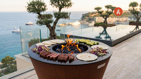 Seared Wagyu Tacos (Ezra Wagener Style) cooking on an Arteflame grill