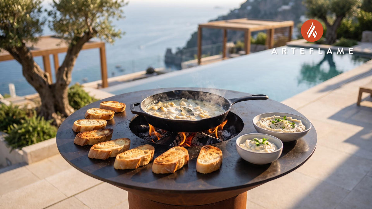 Smokey Baccala Mantecato cooking on an Arteflame grill